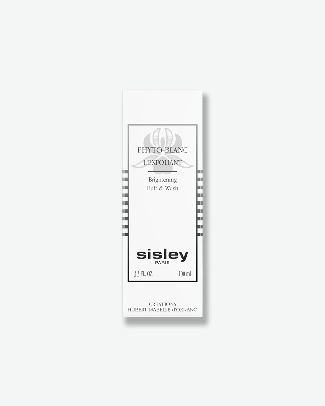 A product shot of an open Sisley Paris Les Phyto-Ombres single eyeshadow compact, centered against a plain light gray background. The sleek black plastic case features a curved, open lid displaying a white stylized "S" logo. Inside, the square eyeshadow pan holds a luminous, shimmery golden-champagne powder pressed with a sunburst pattern radiating outward from a central "S". A small black sponge-tip applicator with the "sisley" brand name rests in a lower compartment.