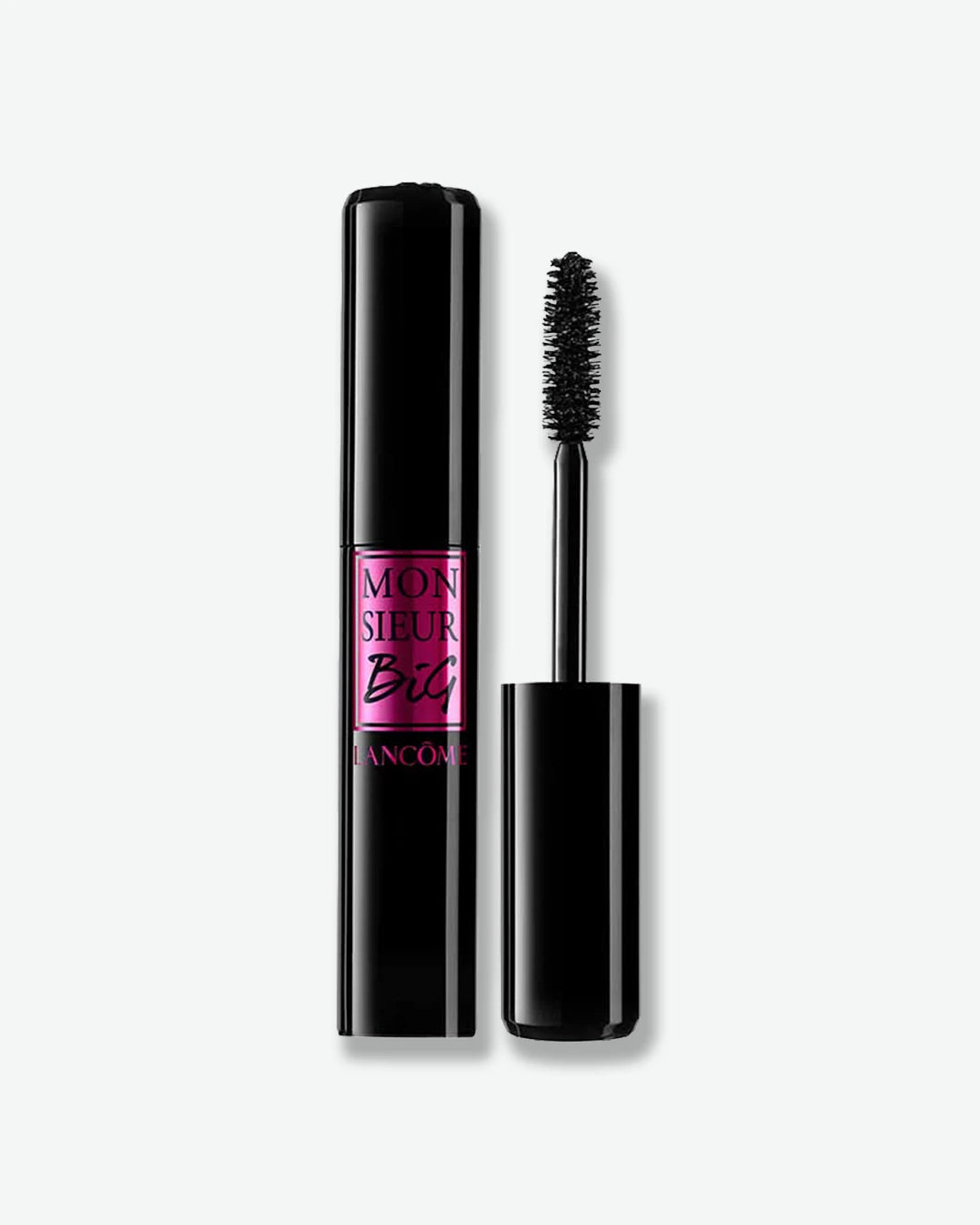 Lancome mascara with black applicator on a white background