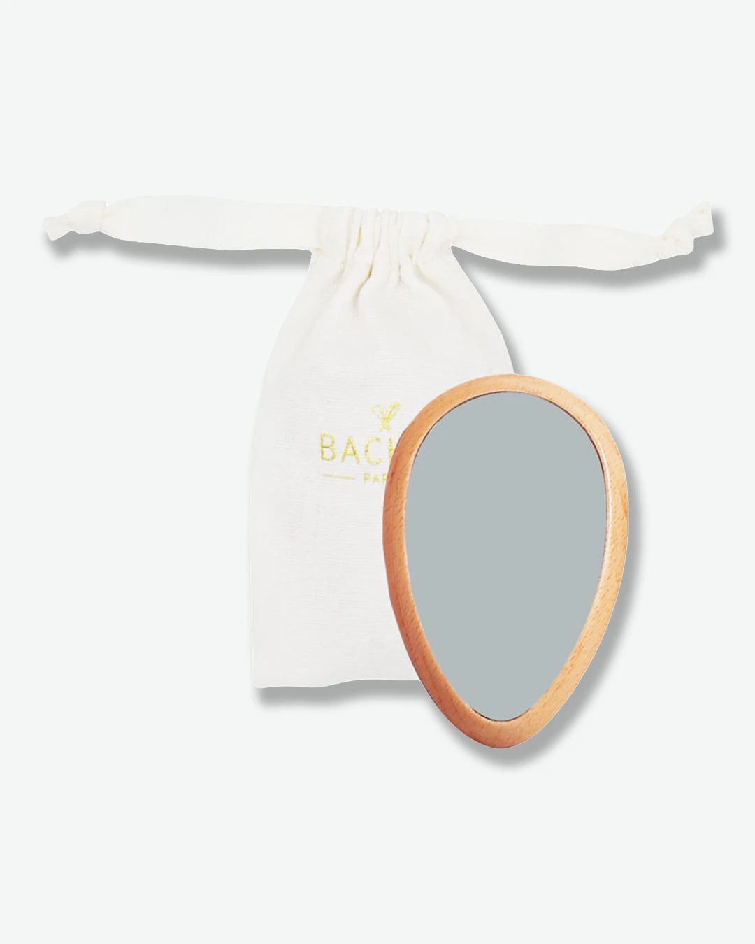 Wooden Hand Mirror with Cotton Pouch