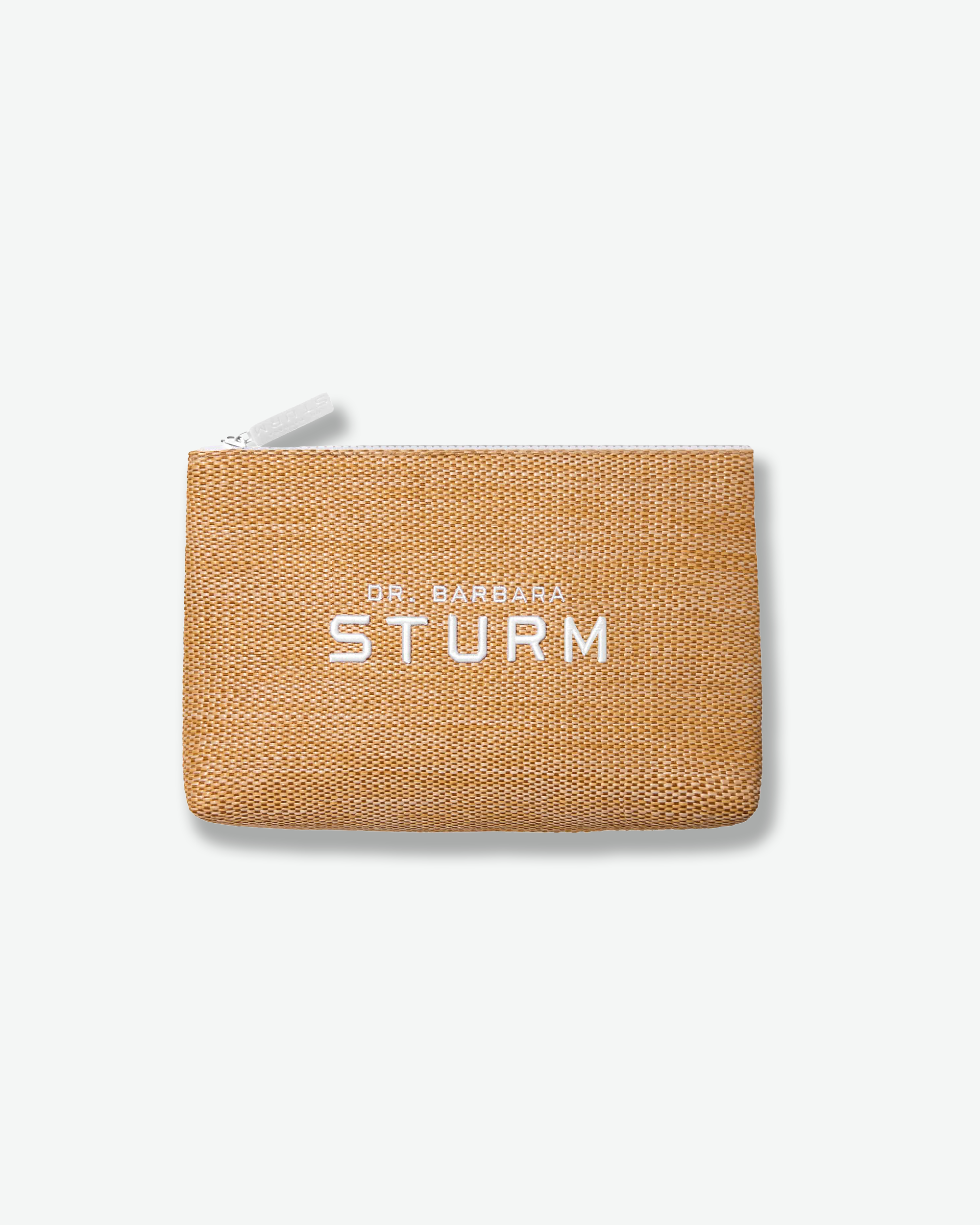 Brown pouch with 'Dr. Barbara Sturm' logo on a white background