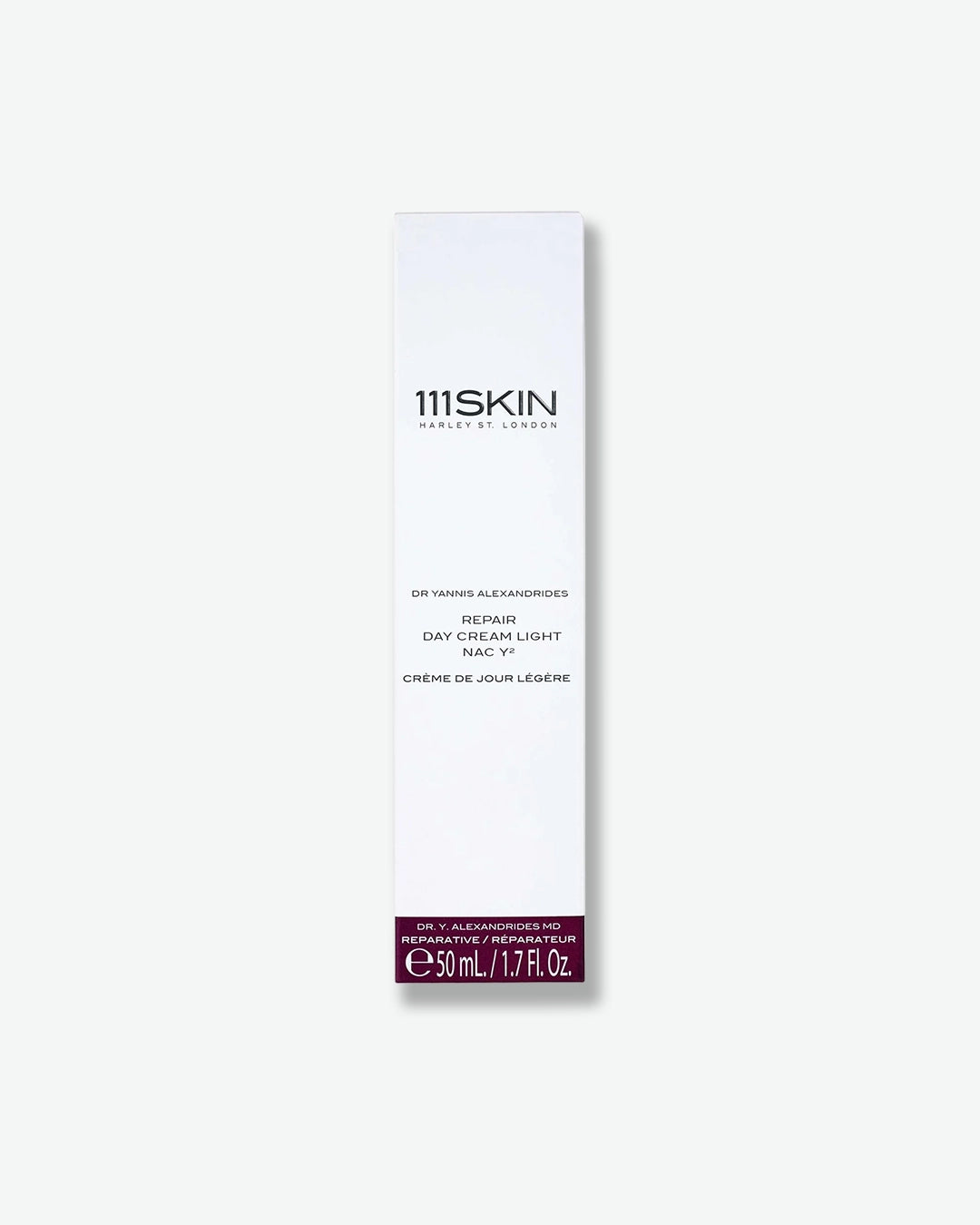 White packaging box for 111Skin Repair Day Cream Light NAC Y2 on a white background