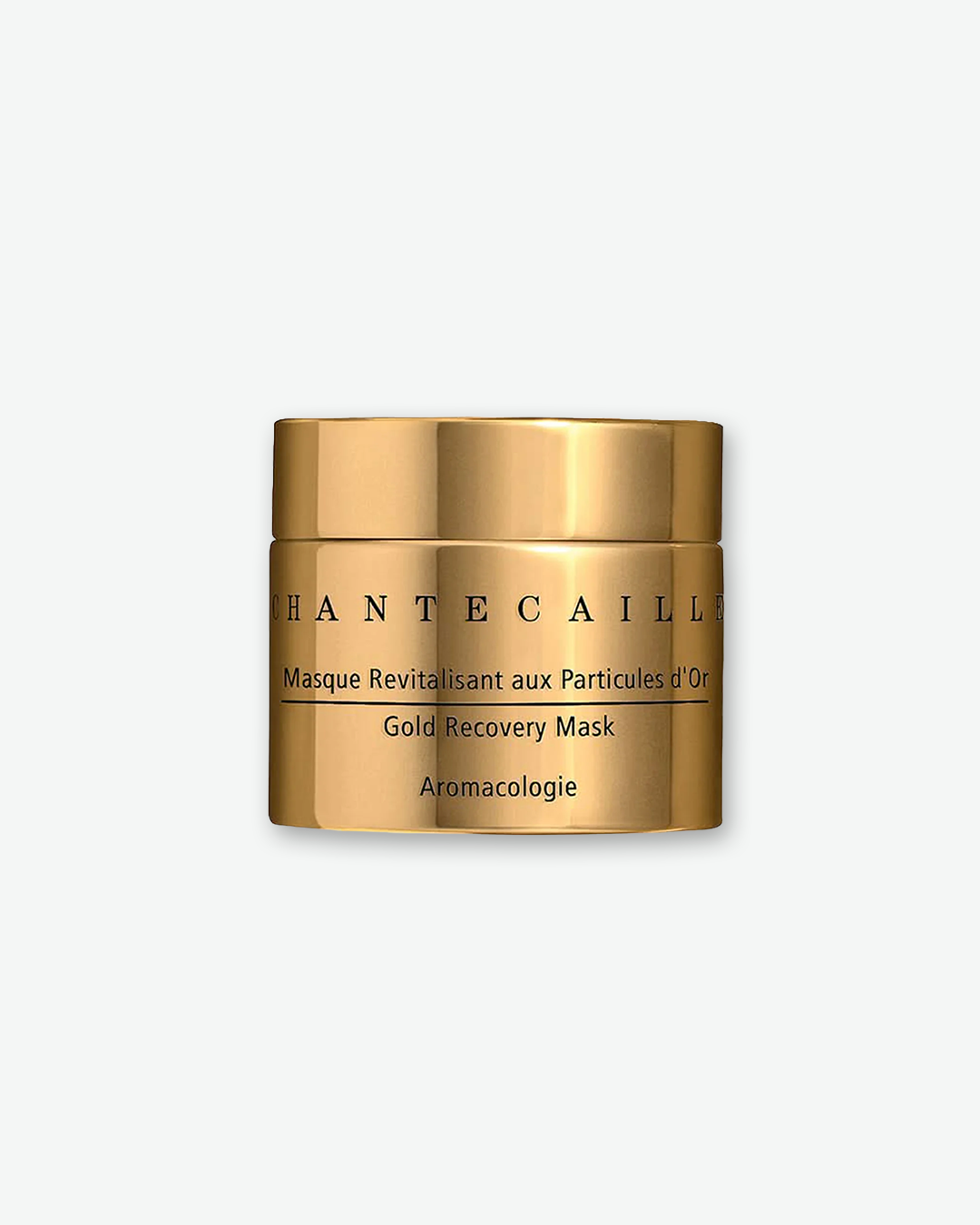 Chantecaille Gold Recovery Mask in a luxurious, metallic gold skincare jar with a matching gold screw-top lid.