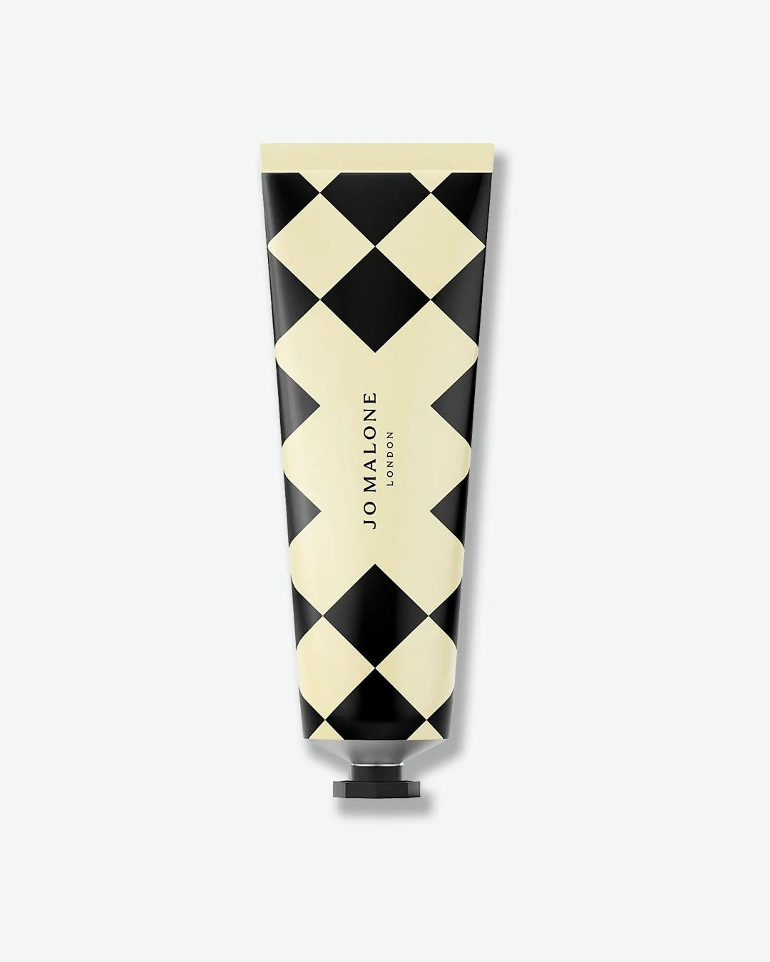 Jo Malone hand cream with black and white checkered pattern on a white background