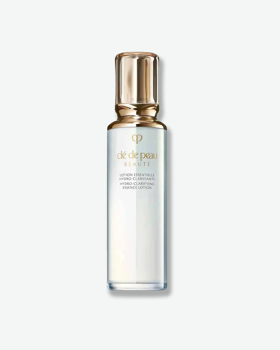 Skincare bottle with gold cap on a white background