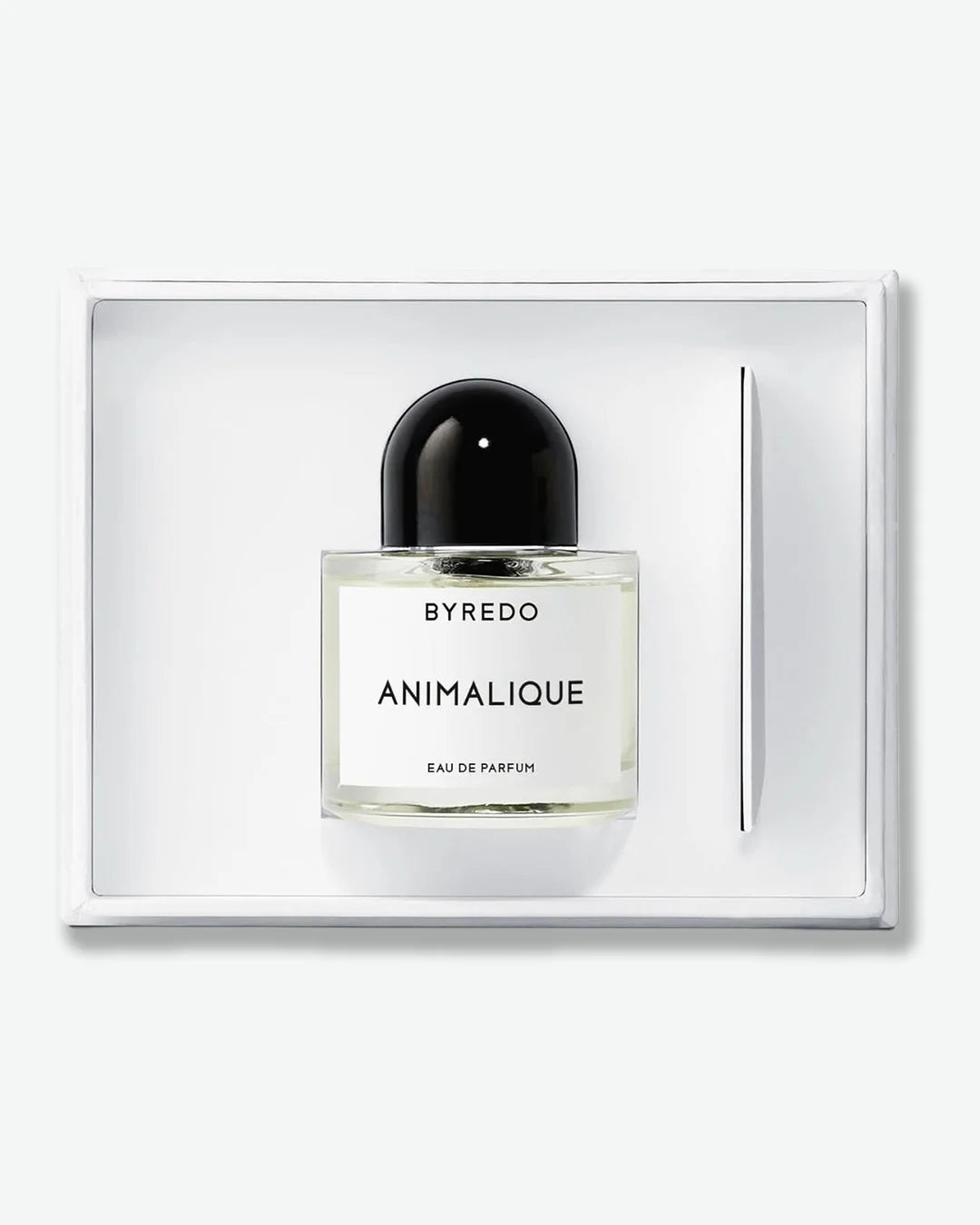 Byredo Animalique perfume bottle inside white packaging box on a white background
