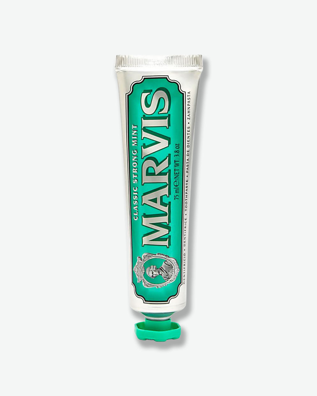 Marvis toothpaste tube on a white background