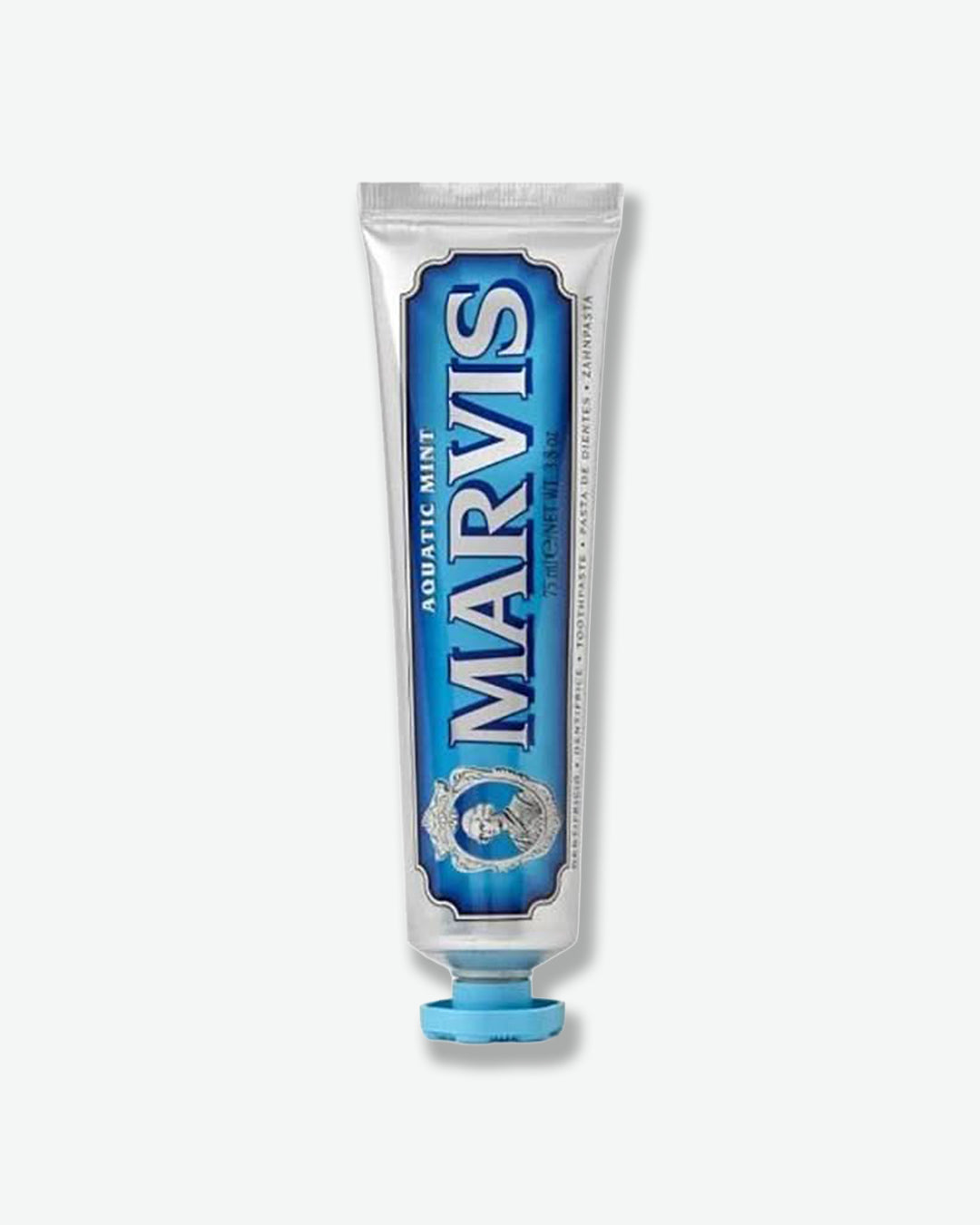 Marvis toothpaste tube on a white background