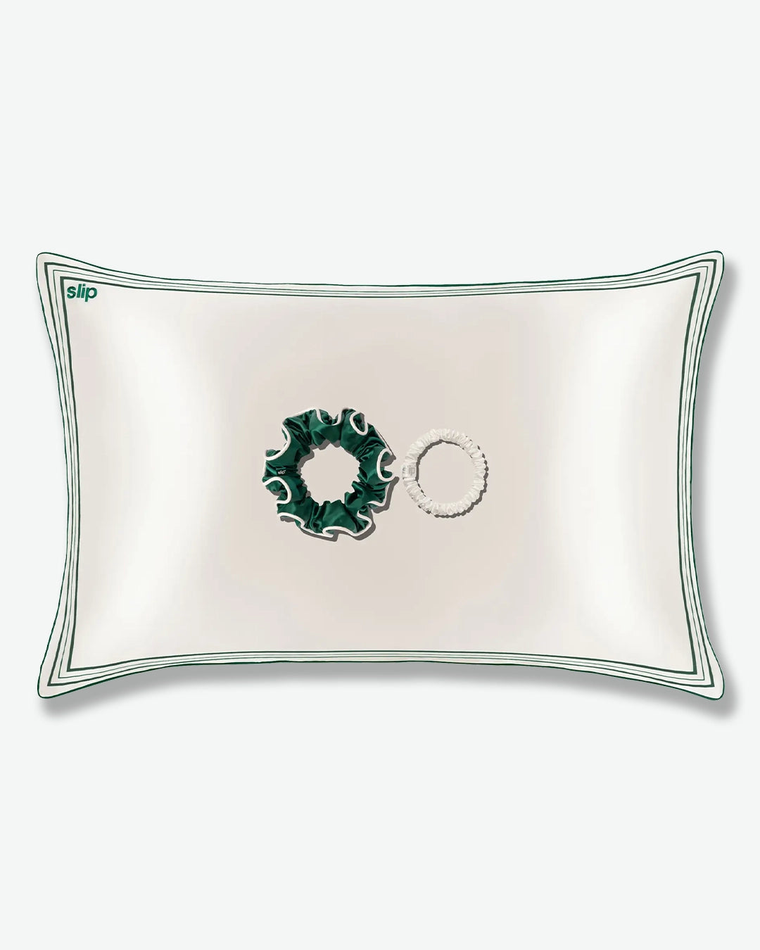 Decorative pillow with a wreath design on a white background