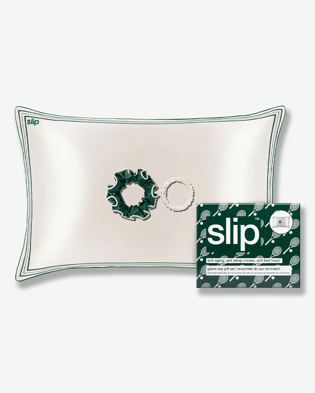 Silk pillowcase with packaging on a white background