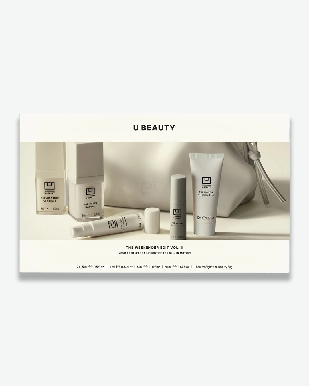 U Beauty skincare product set on a white background