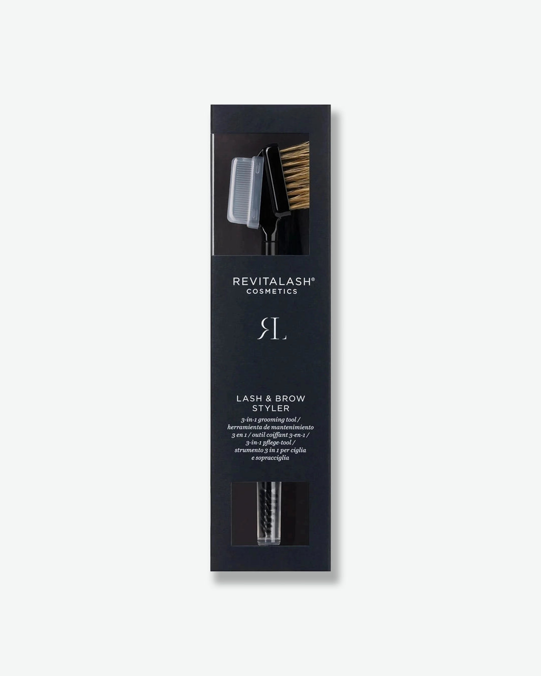 Revitalash Cosmetics Lash & Brow Styler packaging on a white background