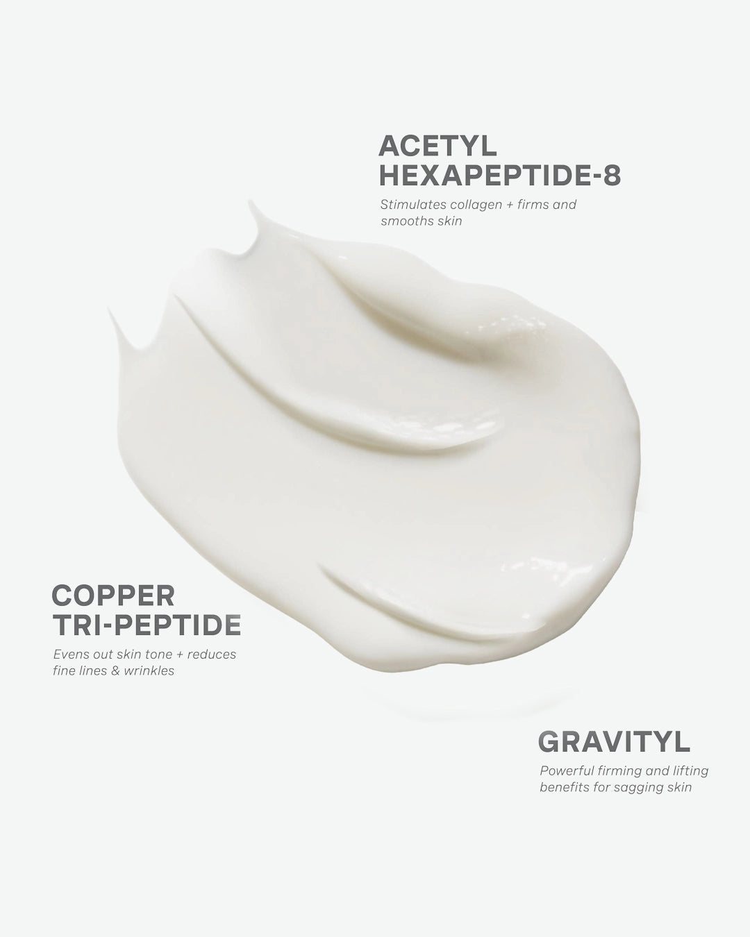 White cream with text on a light gray background