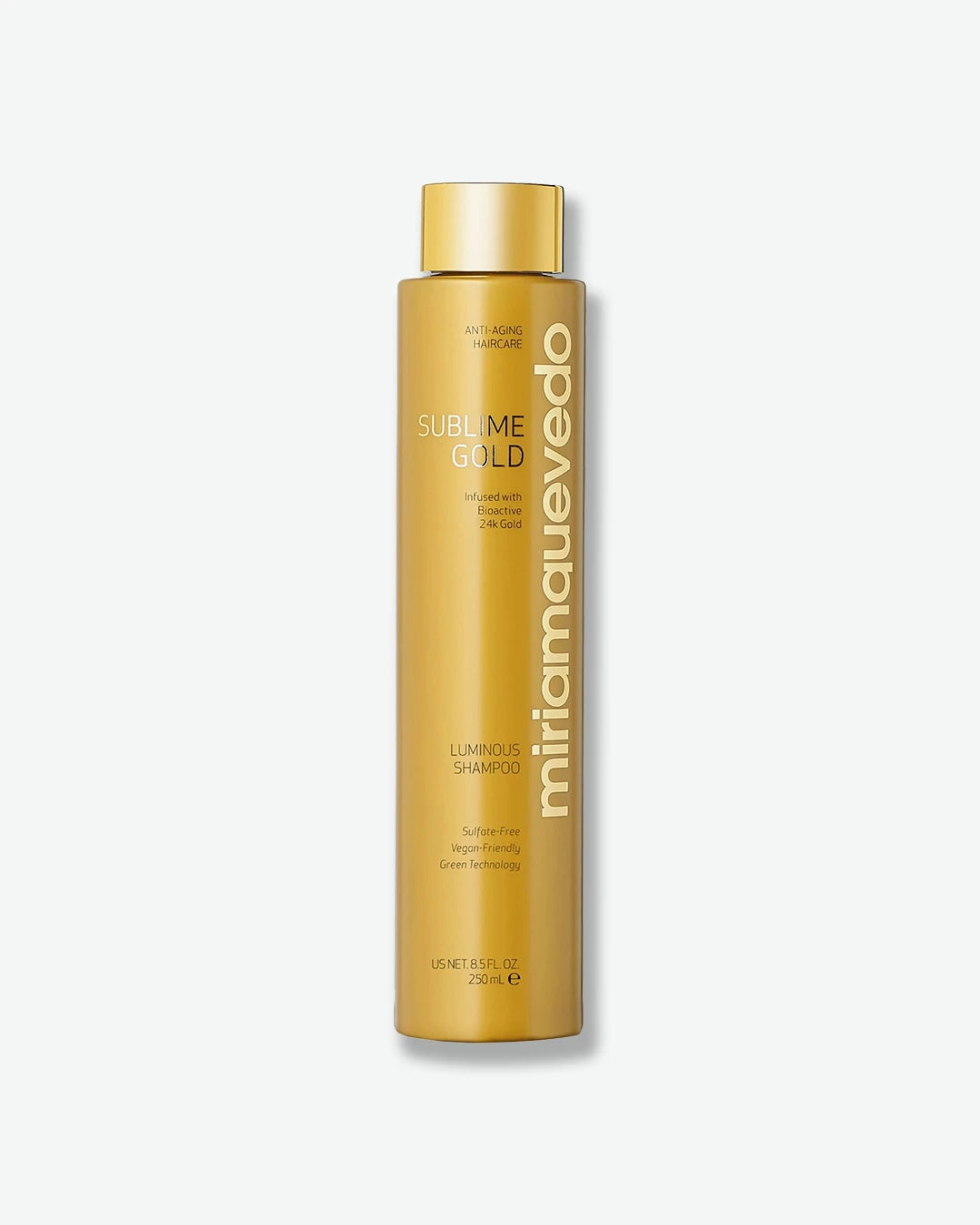 Miriam Quevedo Sublime Gold hair product bottle on a white background