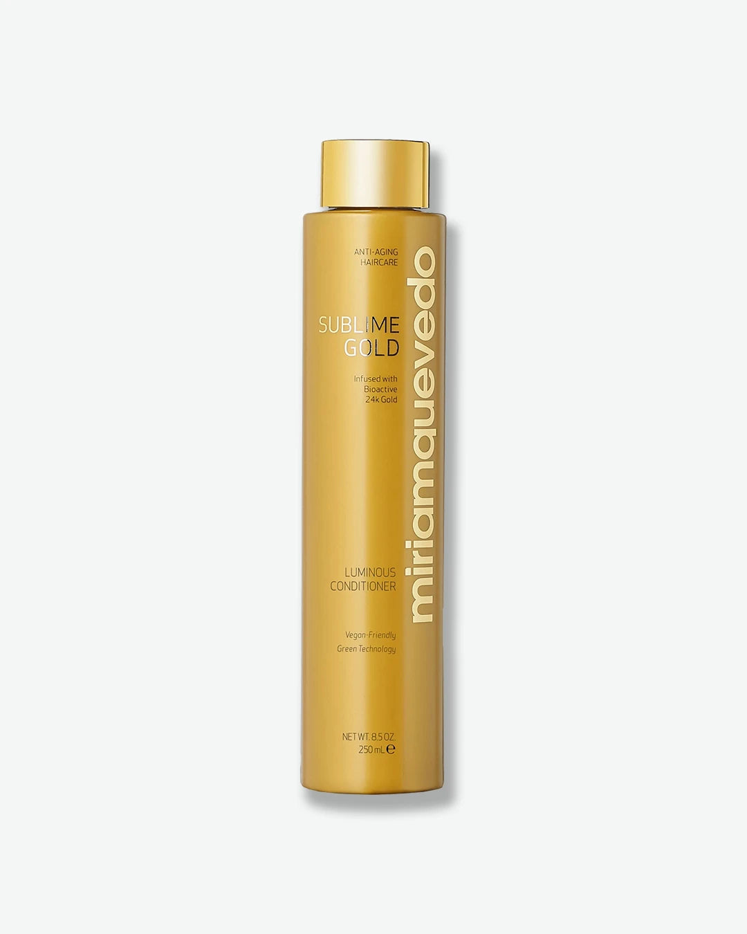 Miriam Quevedo Sublime Gold hair product bottle on a white background