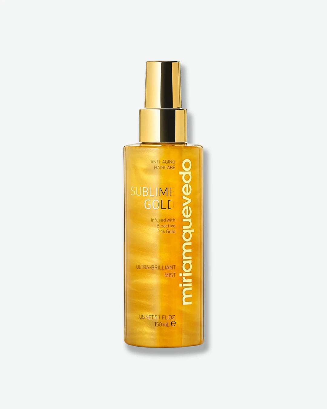 Miriam Quevedo Sublime Gold hair product bottle on a white background