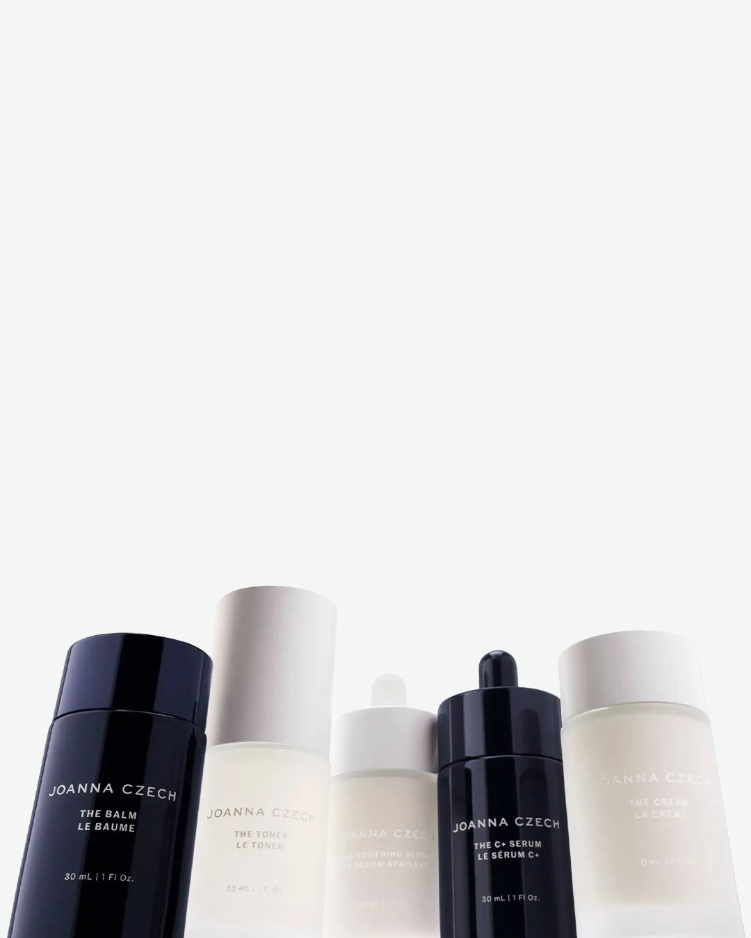 Set of Joanna Czech skincare products on a white background
