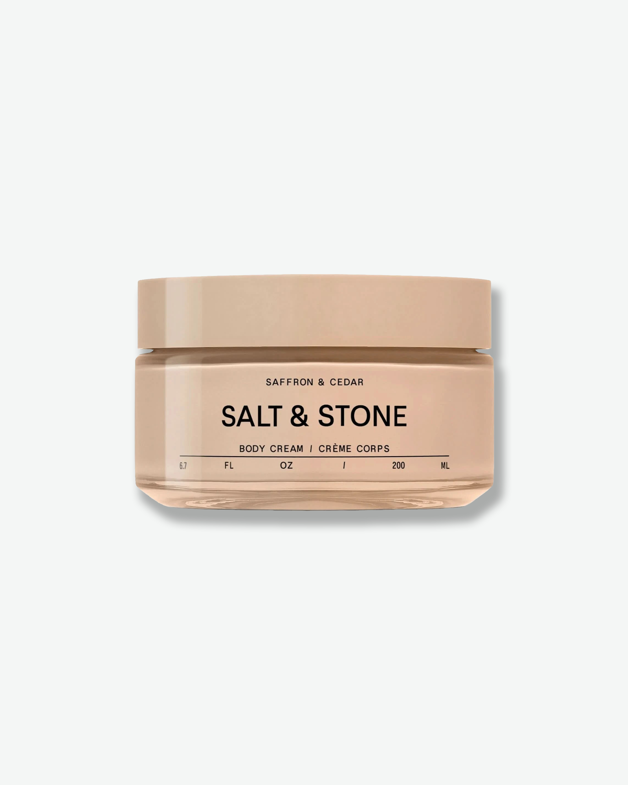 Jar of Salt & Stone body cream on a white background