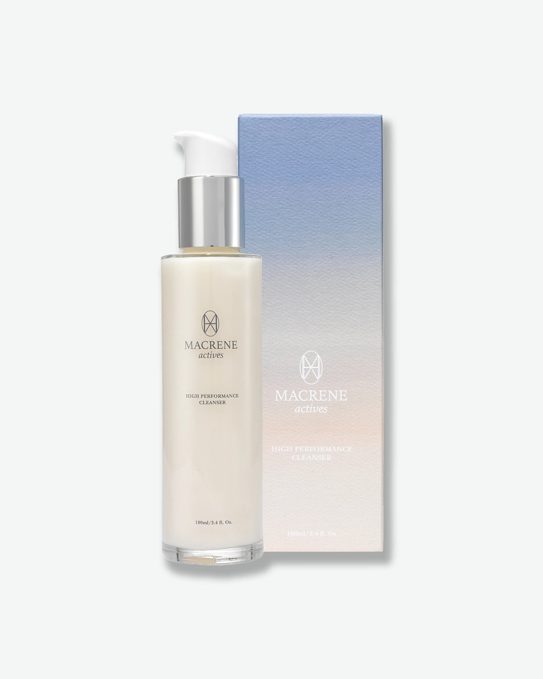Skincare bottle with packaging on a gradient background