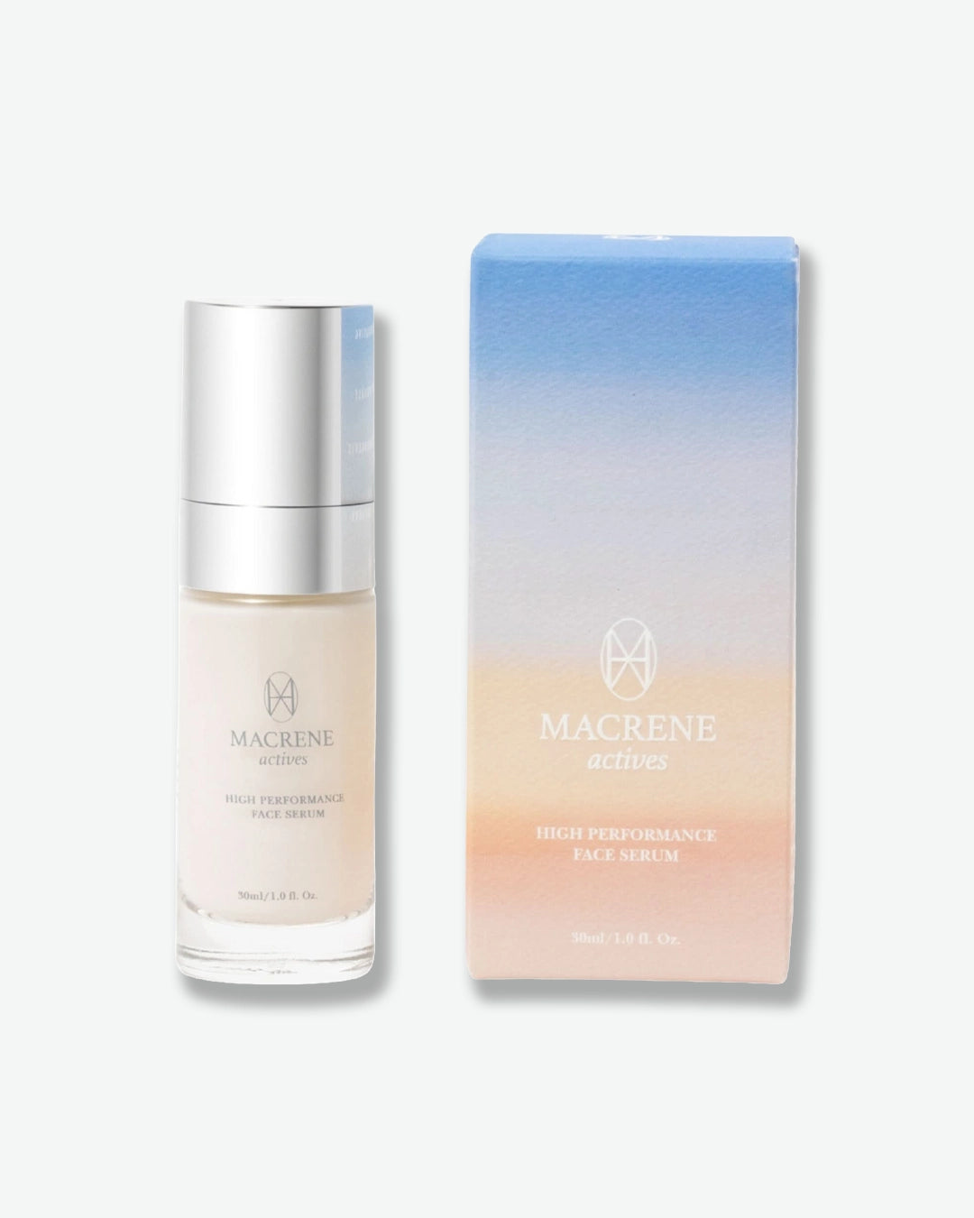 Macrene Active high-performance face serum with packaging on a white background