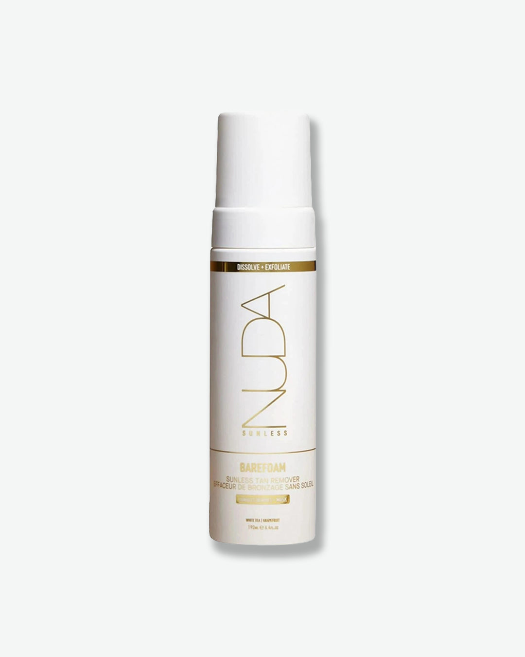 NUDA skincare bottle on a white background