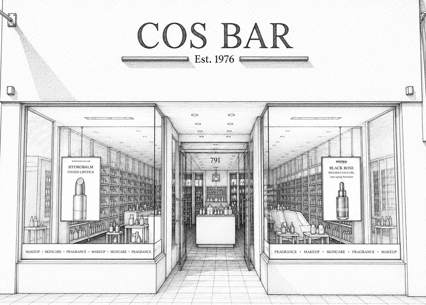 Sketch of La Jolla Cos Bar Store