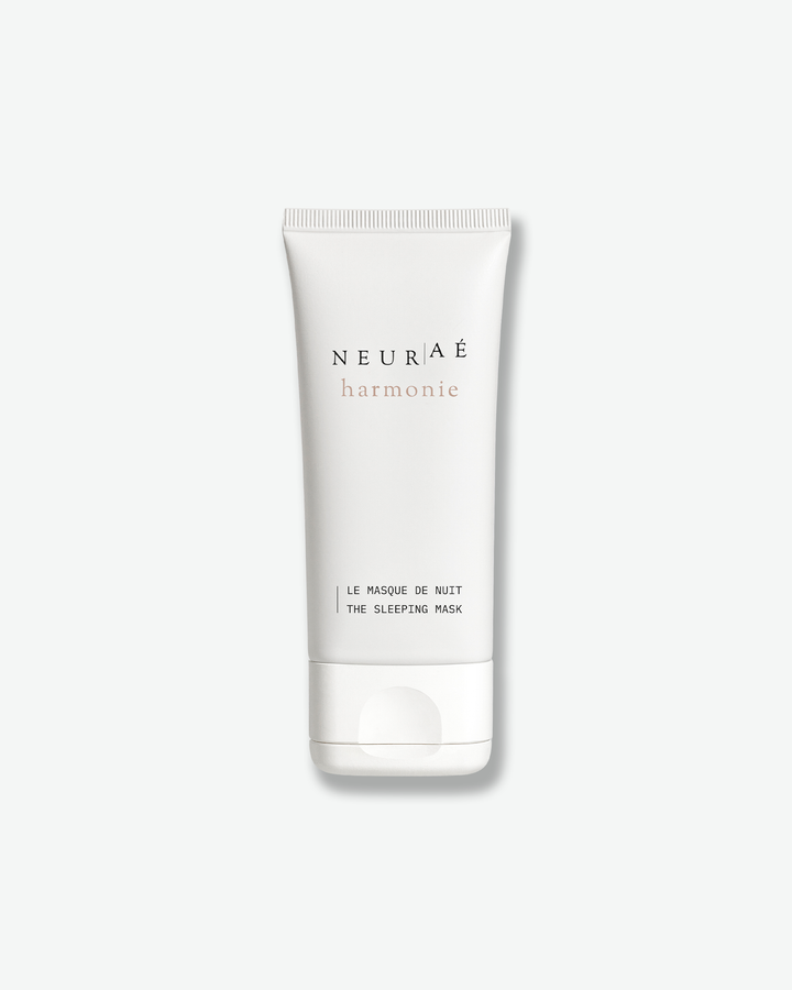 Neurae Harmonic The Sleeping Mask skincare tube isolated on a solid white background.
