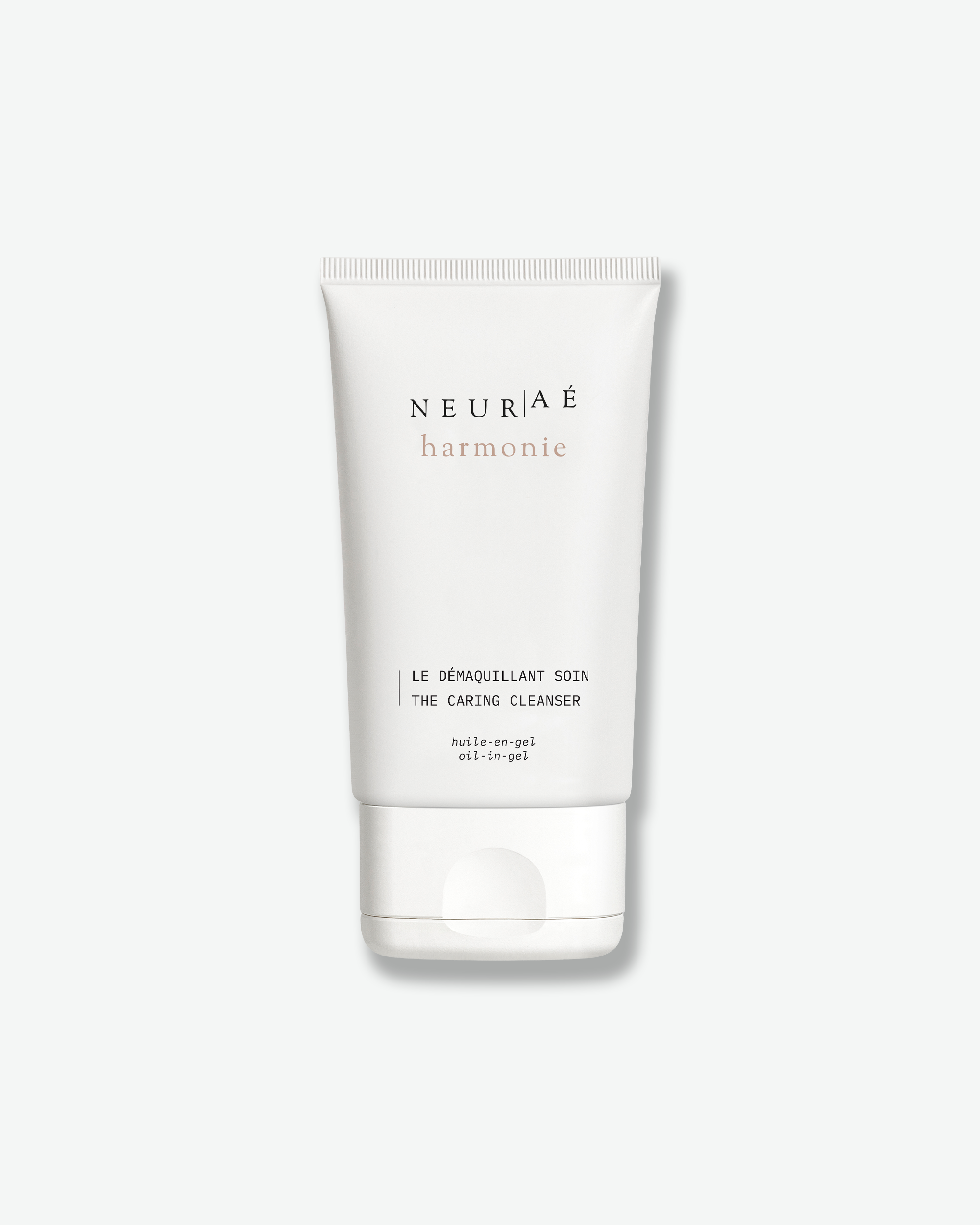 Neurae Harmonic The Caring Cleanser skincare tube isolated on a solid white background.