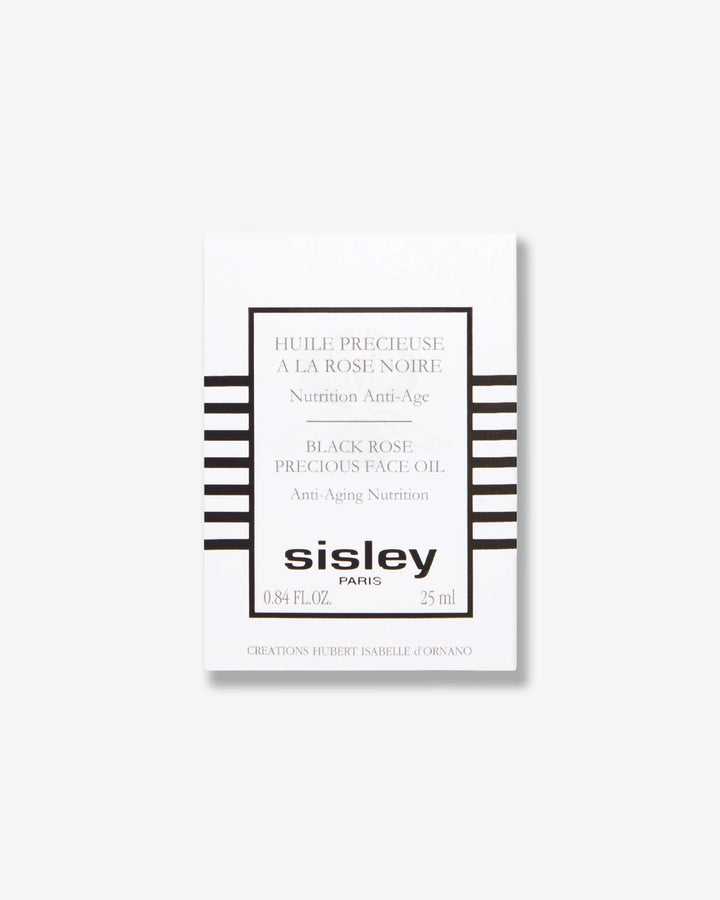 Sisley Paris black rose precious face oil packaging on a white background