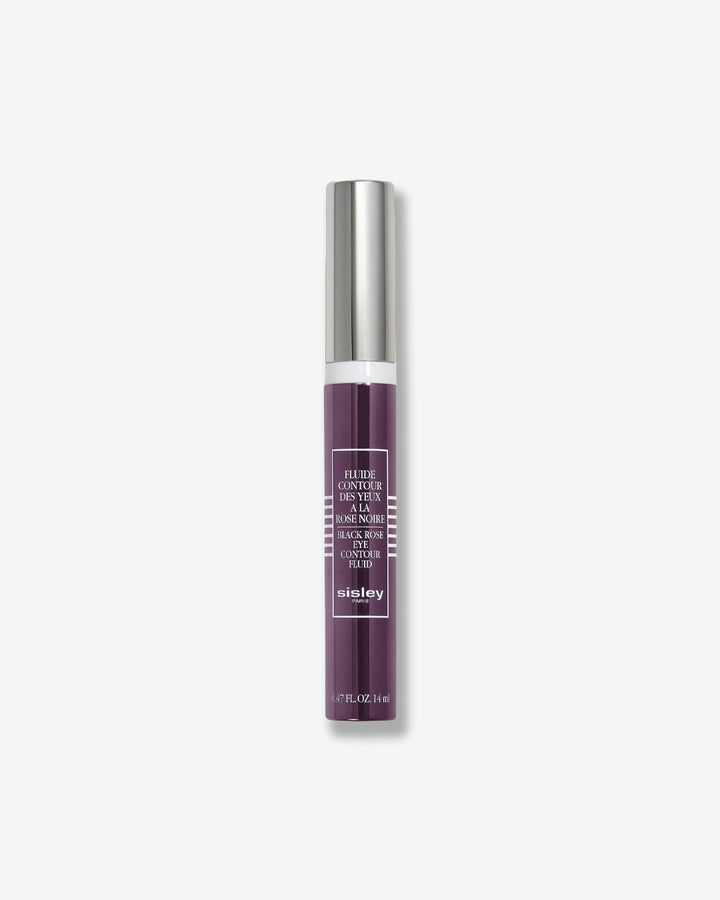 Purple skincare serum bottle with silver cap on a white background