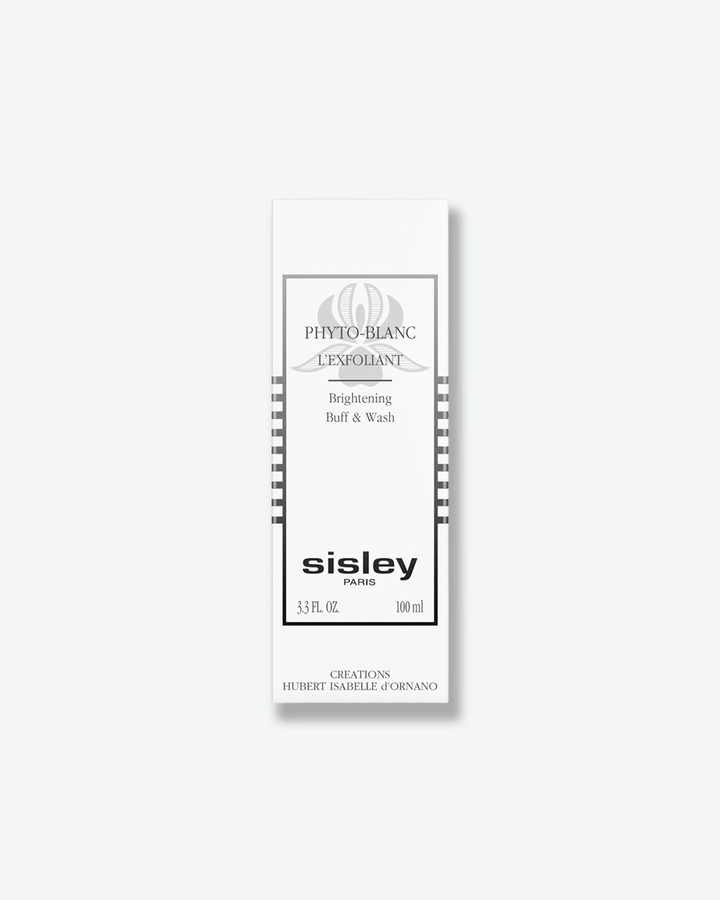 A product shot of an open Sisley Paris Les Phyto-Ombres single eyeshadow compact, centered against a plain light gray background. The sleek black plastic case features a curved, open lid displaying a white stylized "S" logo. Inside, the square eyeshadow pan holds a luminous, shimmery golden-champagne powder pressed with a sunburst pattern radiating outward from a central "S". A small black sponge-tip applicator with the "sisley" brand name rests in a lower compartment.