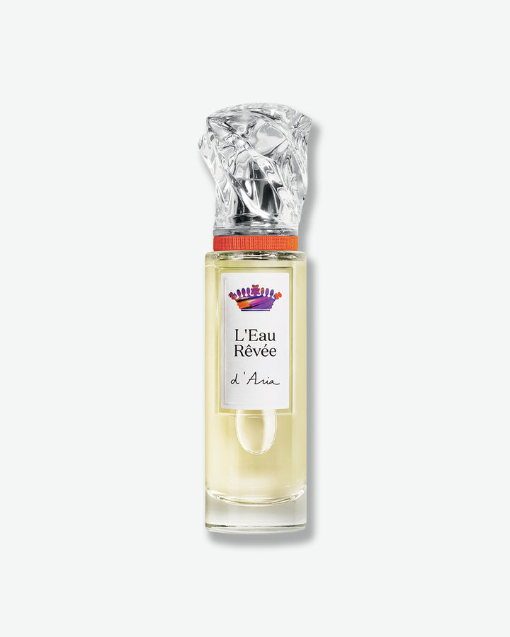 Perfume bottle labeled 'L'Eau Revée d'Aria' with a clear cap on a white background