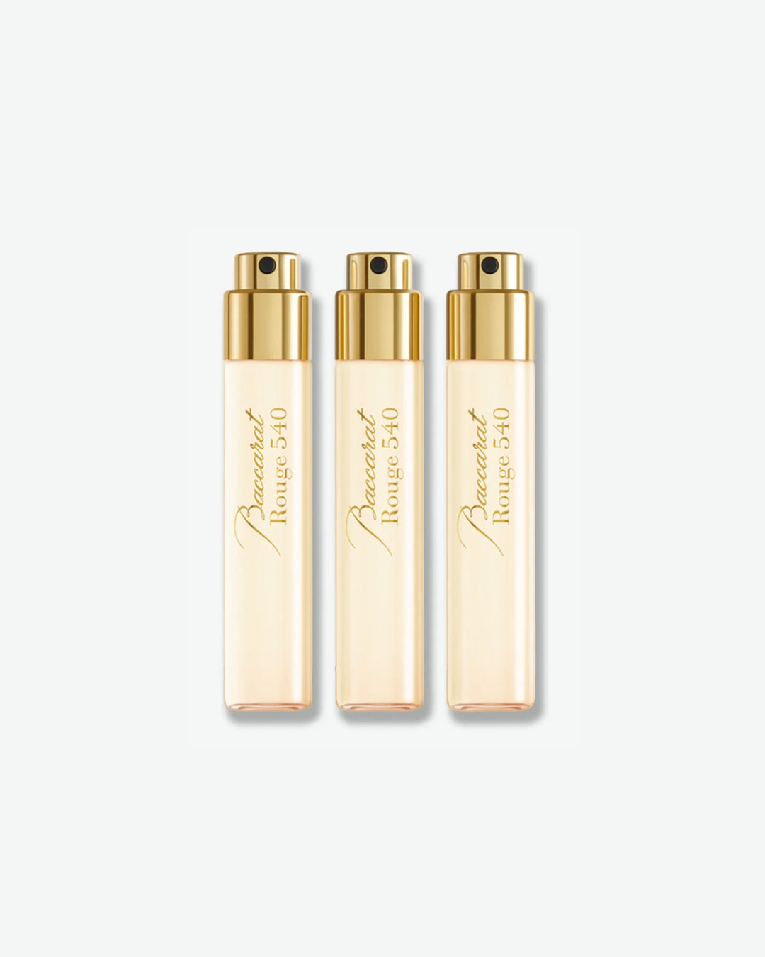 Three perfume bottles on a white background