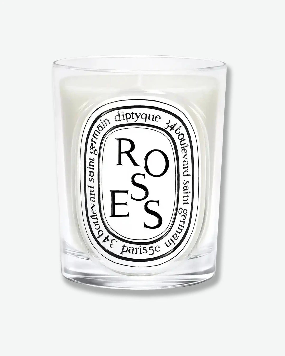 Diptyque 'Roses' candle on a white background