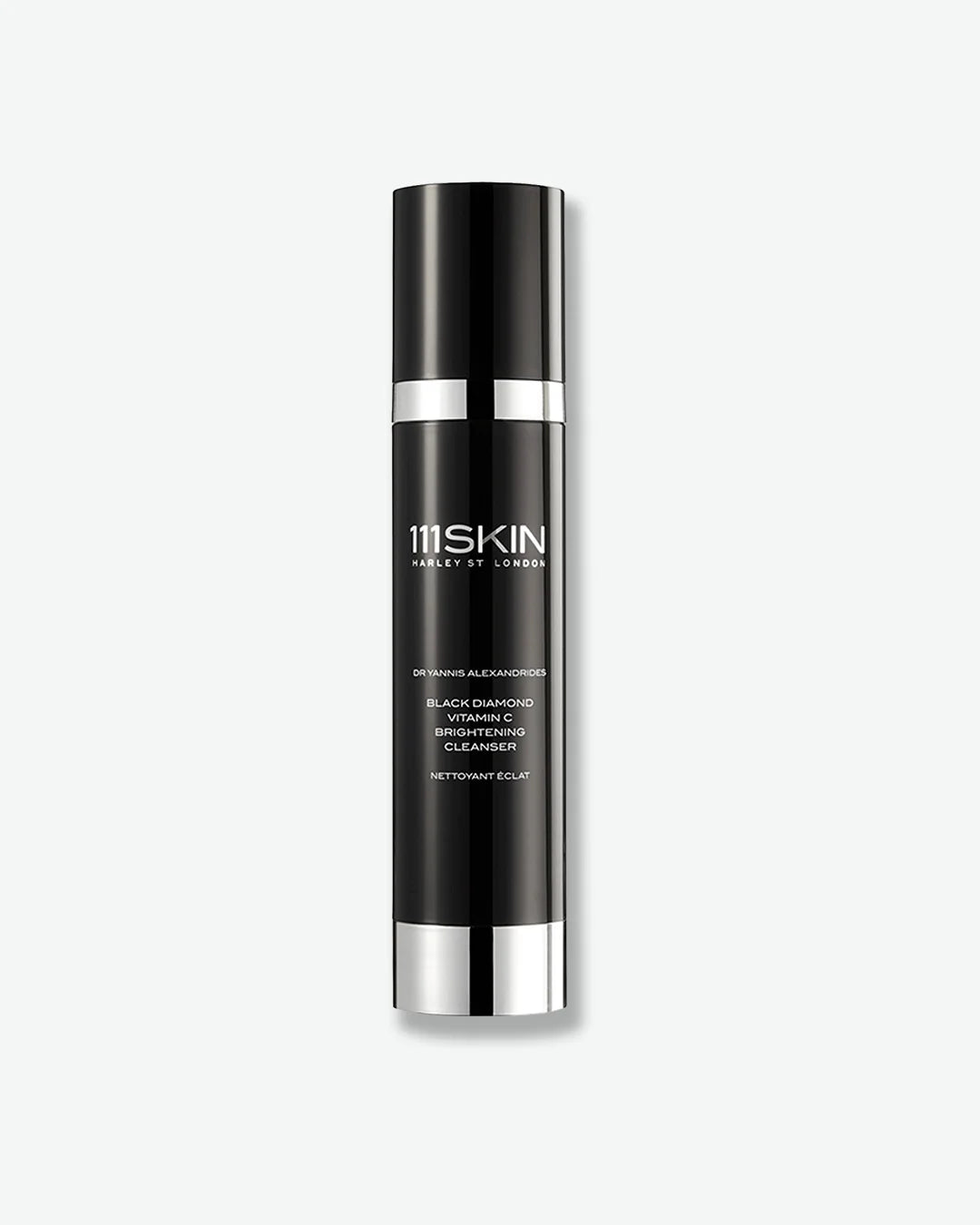 111SKIN Black Diamond Vitamin C Brightening Cleanser jar with black cap centered against a white background