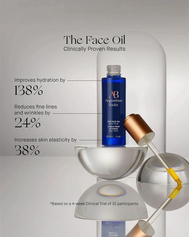 AB SkinCeuticals Face Oil with dropper on a gray background