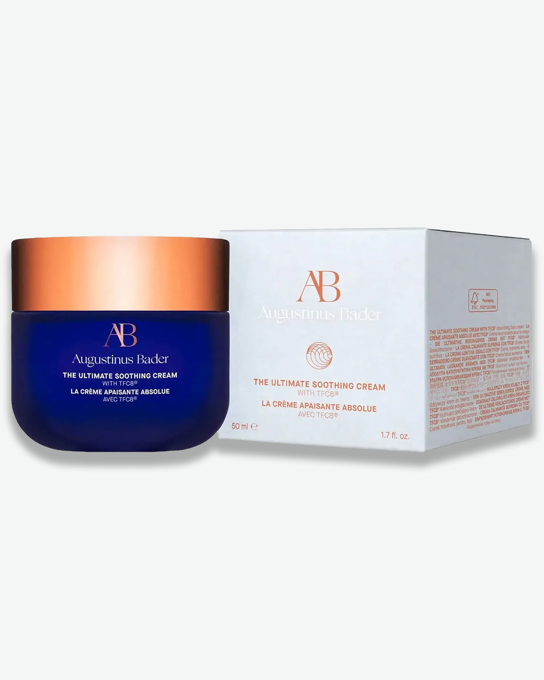 Augustinus Bader cream jar and packaging on a white background