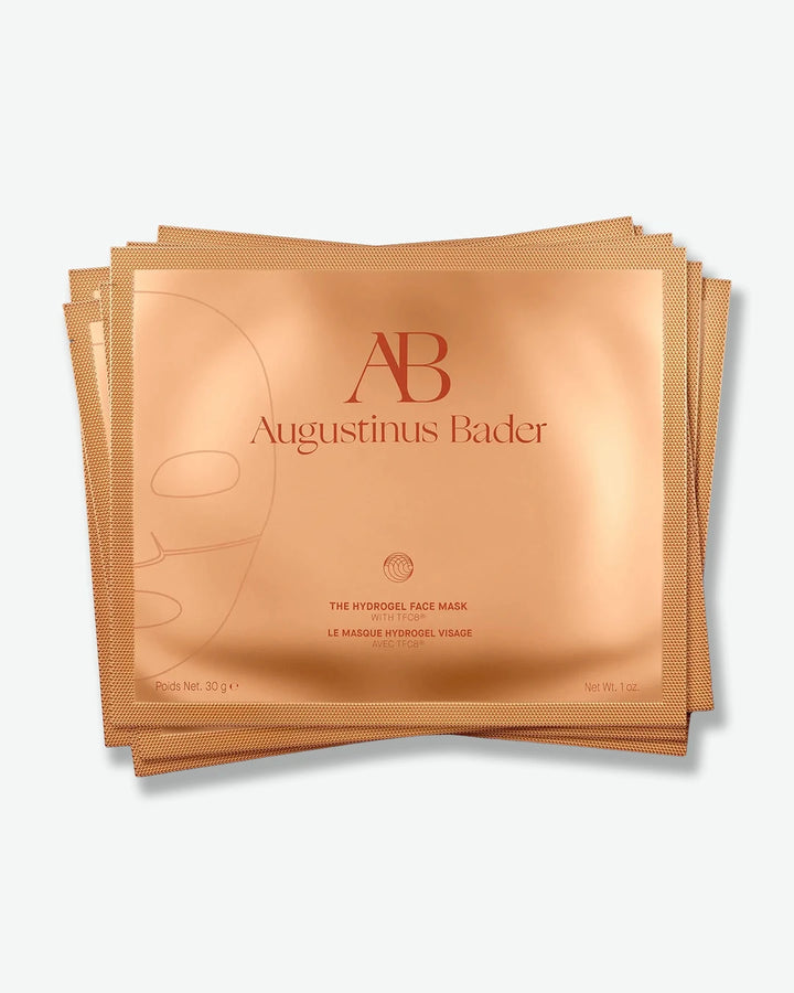 Augustinus Bader face mask packets on a white background