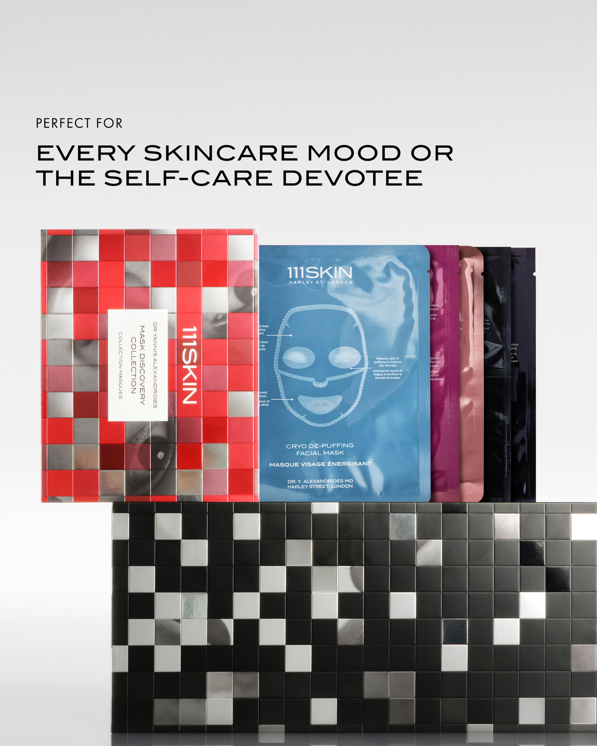 111SKIN Mask Discovery Collection presented as a skincare gift set for different skin needs and self-care moments.