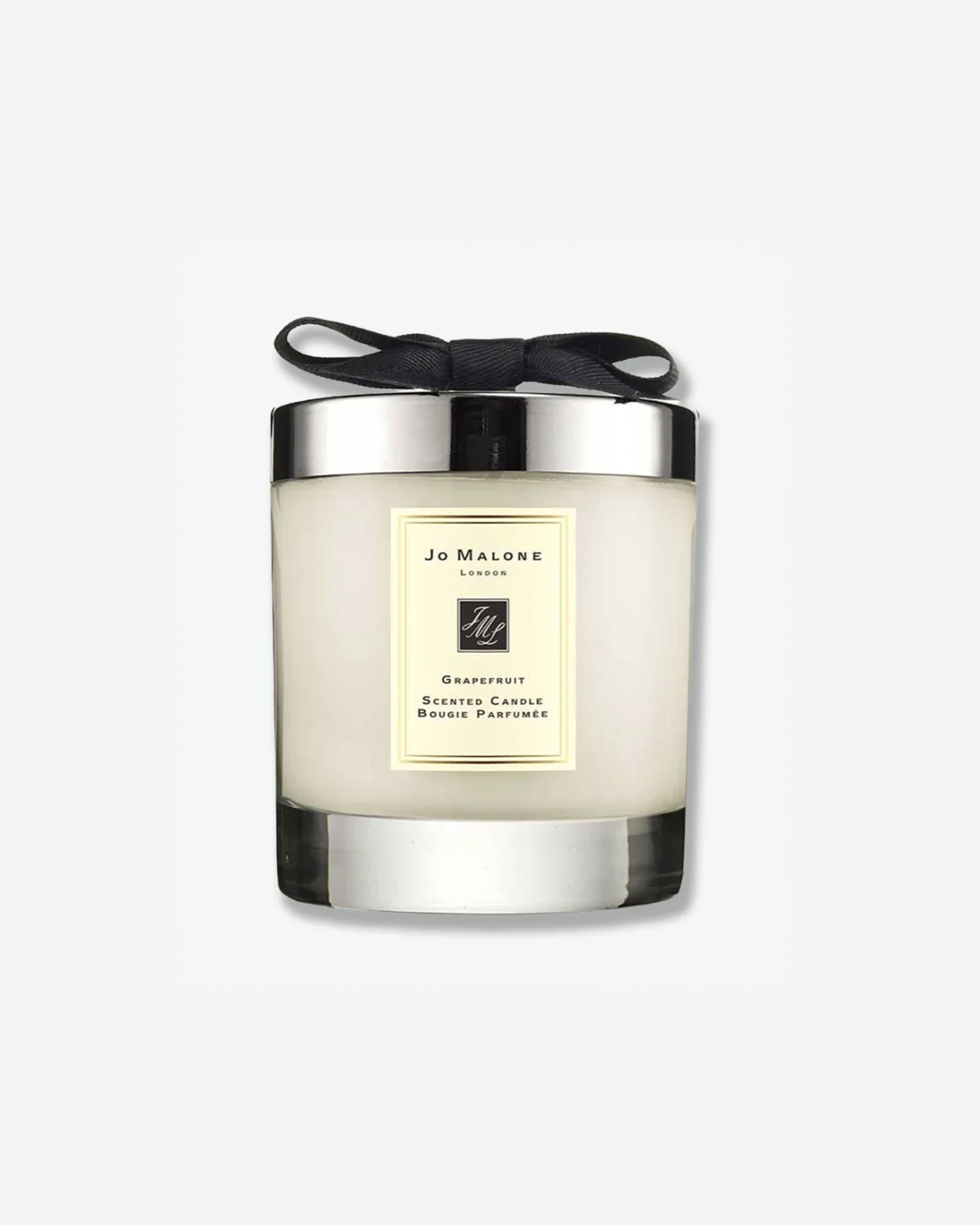 Jo Malone Blackberry & Bay scented candle with a black ribbon on a white background