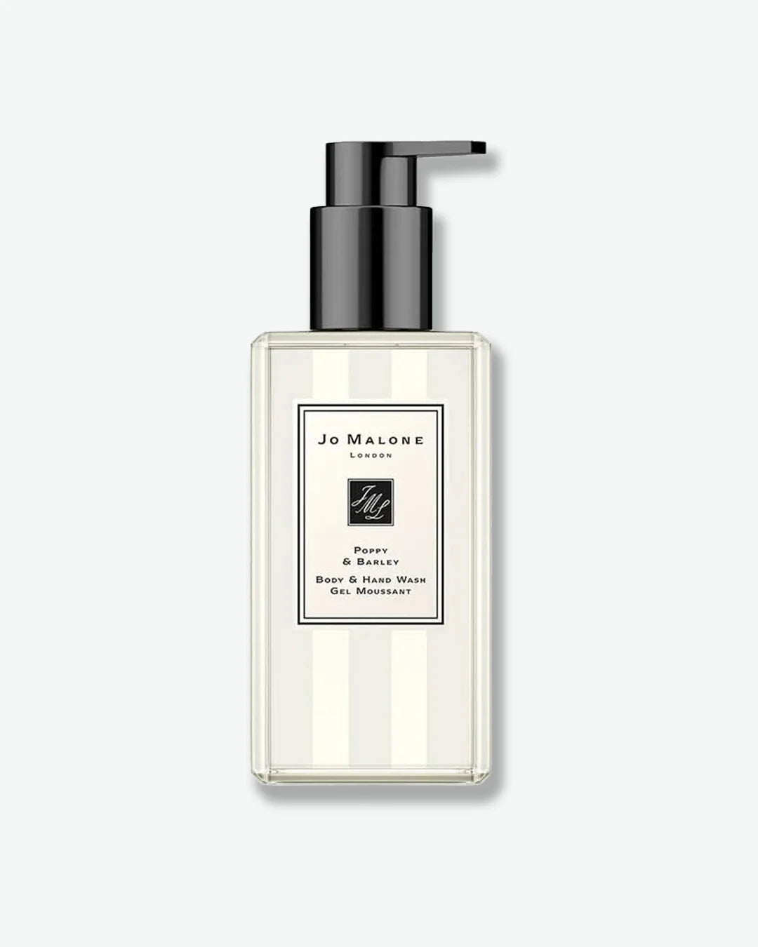 Jo Malone body wash bottle with pump on a white background