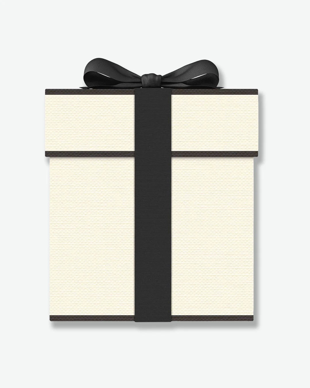 Signature Jo Malone London cream colored gift box with a black ribbon on a white background
