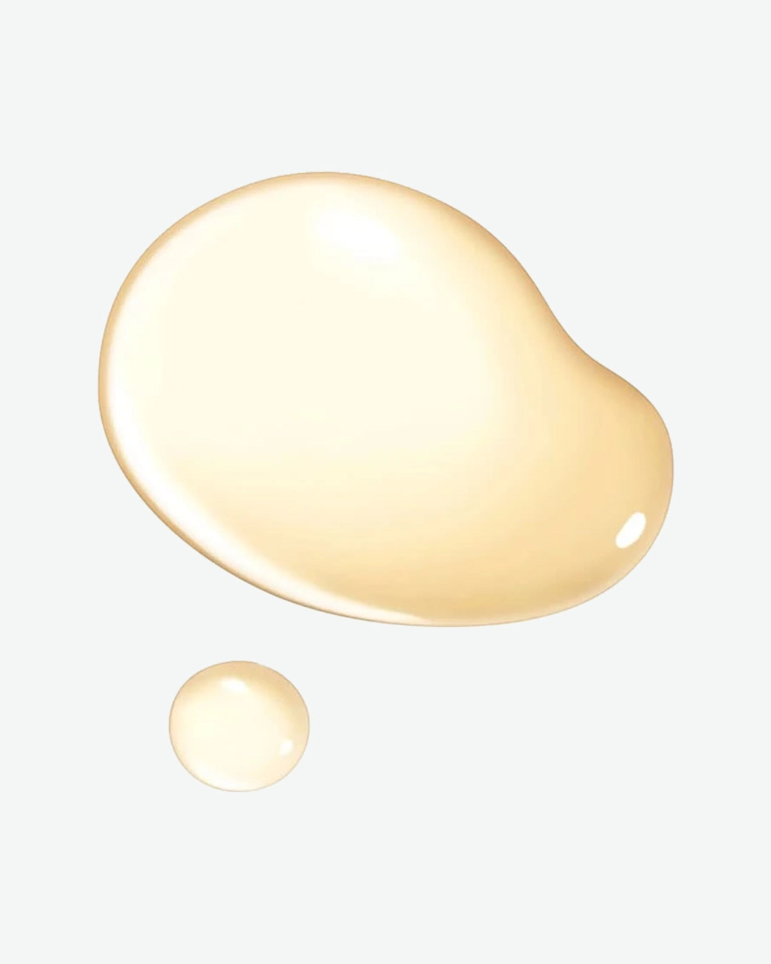 Two beige-colored droplets on a light gray background