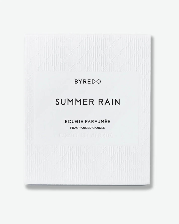 Byredo Summer Rain fragranced candle packaging on a white background