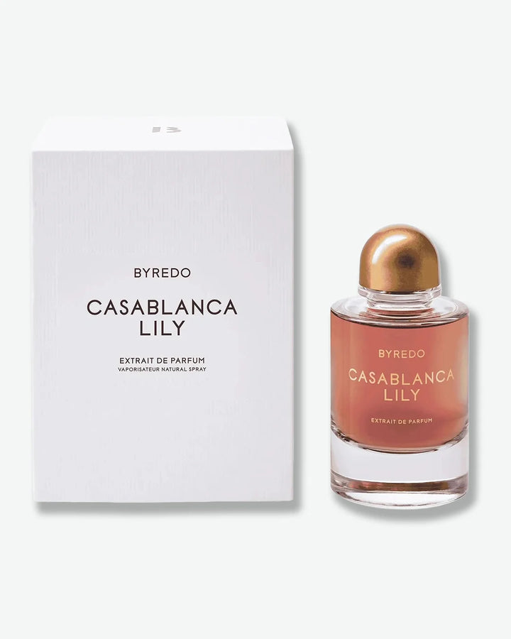 Byredo Casablanca Lily perfume bottle and packaging on a white background
