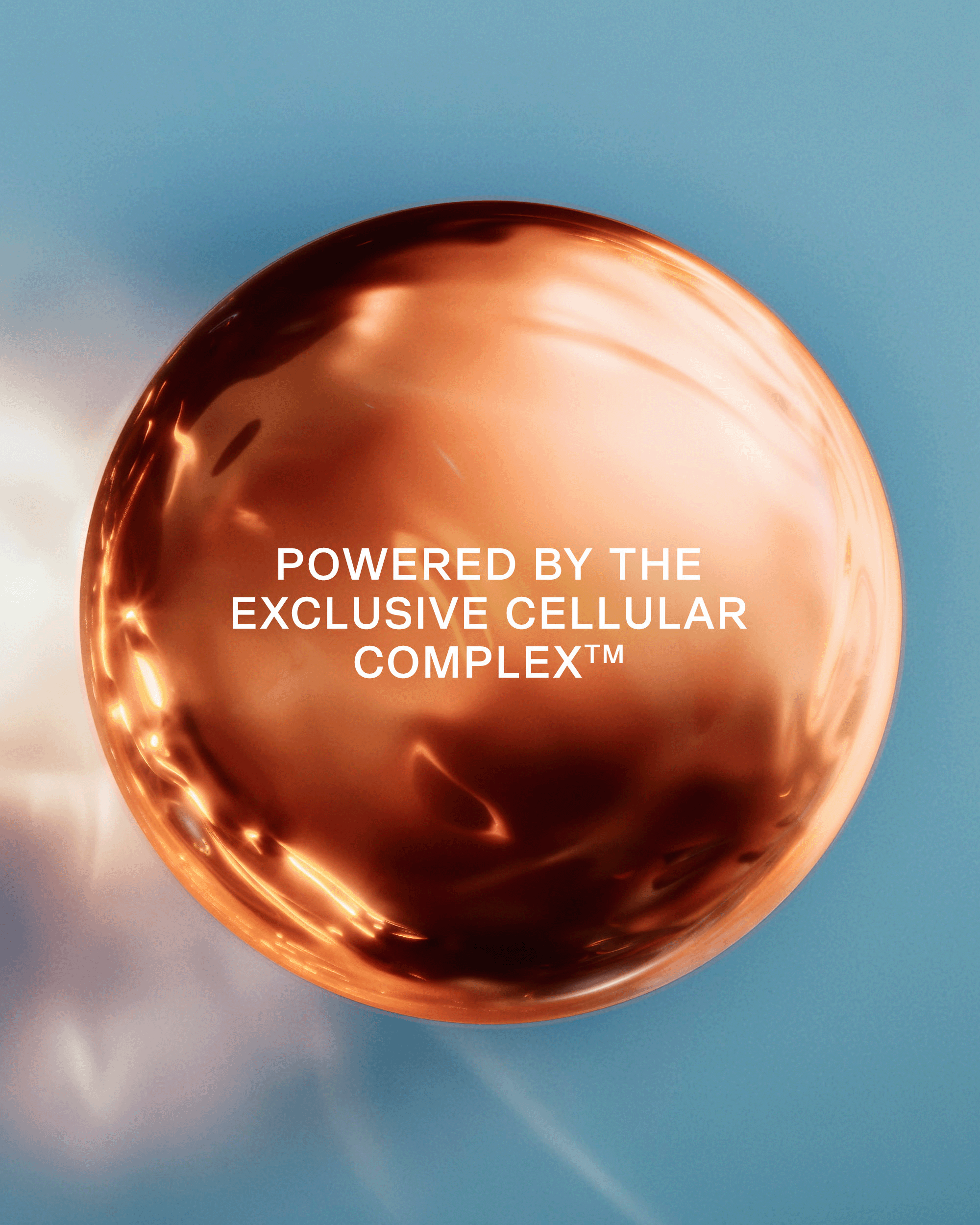 Abstract amber sphere highlighting La Prairie’s exclusive Cellular Complex™.