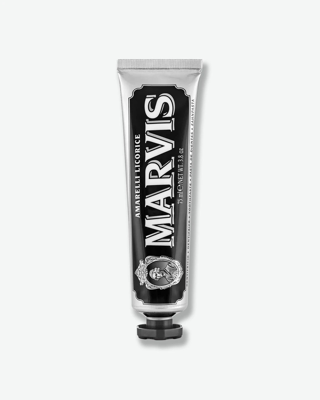 Marvis toothpaste tube on a white background