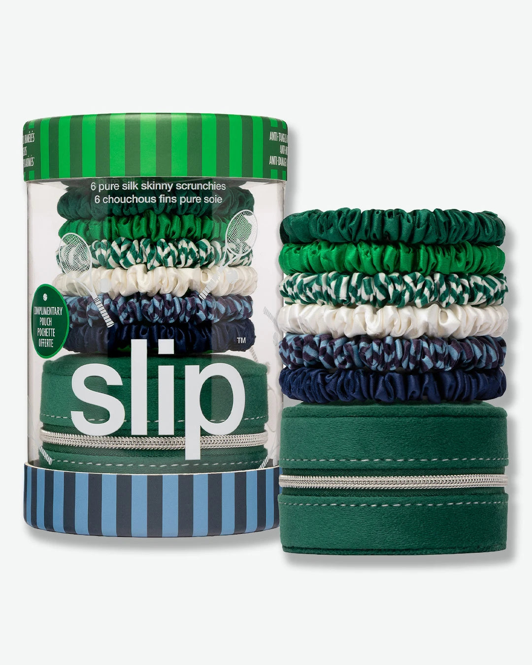 Slip Pure Silk Skinny Scrunchies with Pouch set of 6