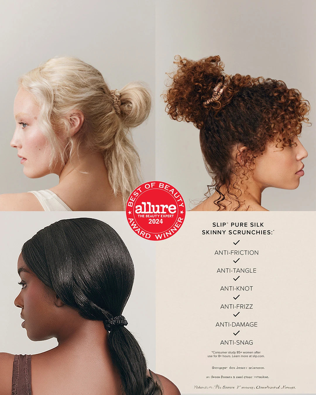 Slip Pure Silk Skinny Scrunchies with Pouch set of 6