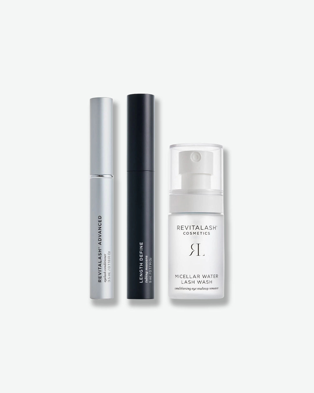 Three Revitalash Cosmetics products on a white background