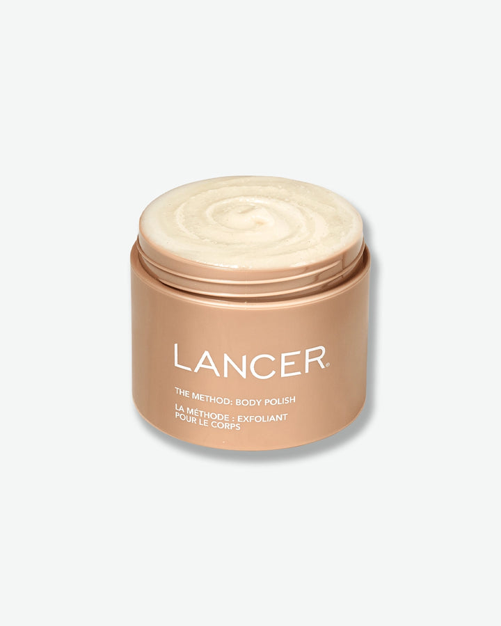 Lancer body polish jar on a white background